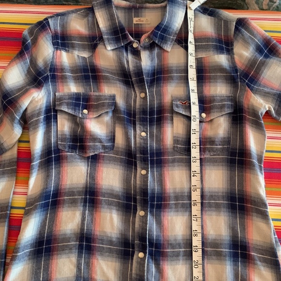 Hollister Pastel Plaid Flannel Shirt Sz M - Picture 10 of 11